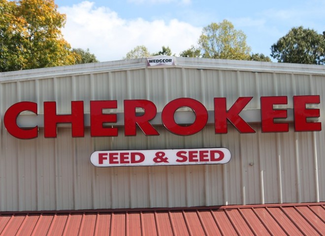 Cherokee Feed and Seed sign