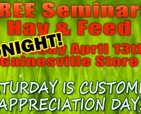 FREE Hay & Feed Seminars TONIGHT at Cherokee Feed & Seed in Gainesville, GA