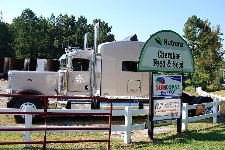 Delivery services and qualtiy hay are available at Cherokee Feed & Seed