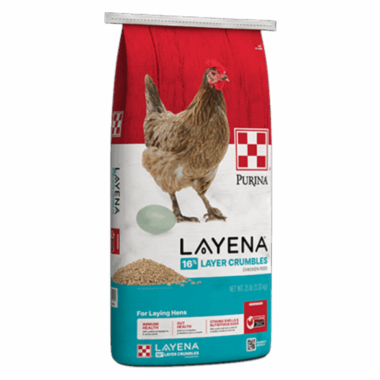 bag of Purina Layena Crumbles