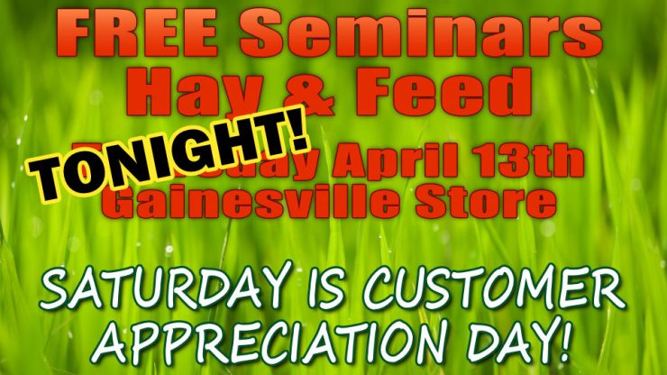 FREE Hay & Feed Seminars TONIGHT at Cherokee Feed & Seed in Gainesville, GA