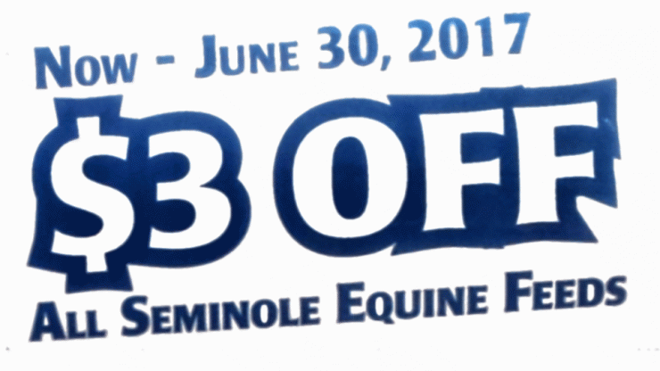 $3 OFF on Seminole Horse Feeds at Cherokee Feed & Seed - Georgia