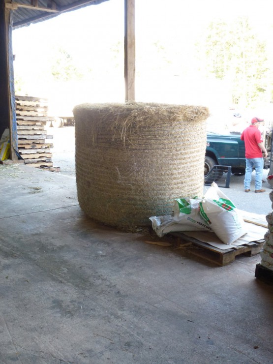 Round and square bales of hay at Cherokee Feed & Seed