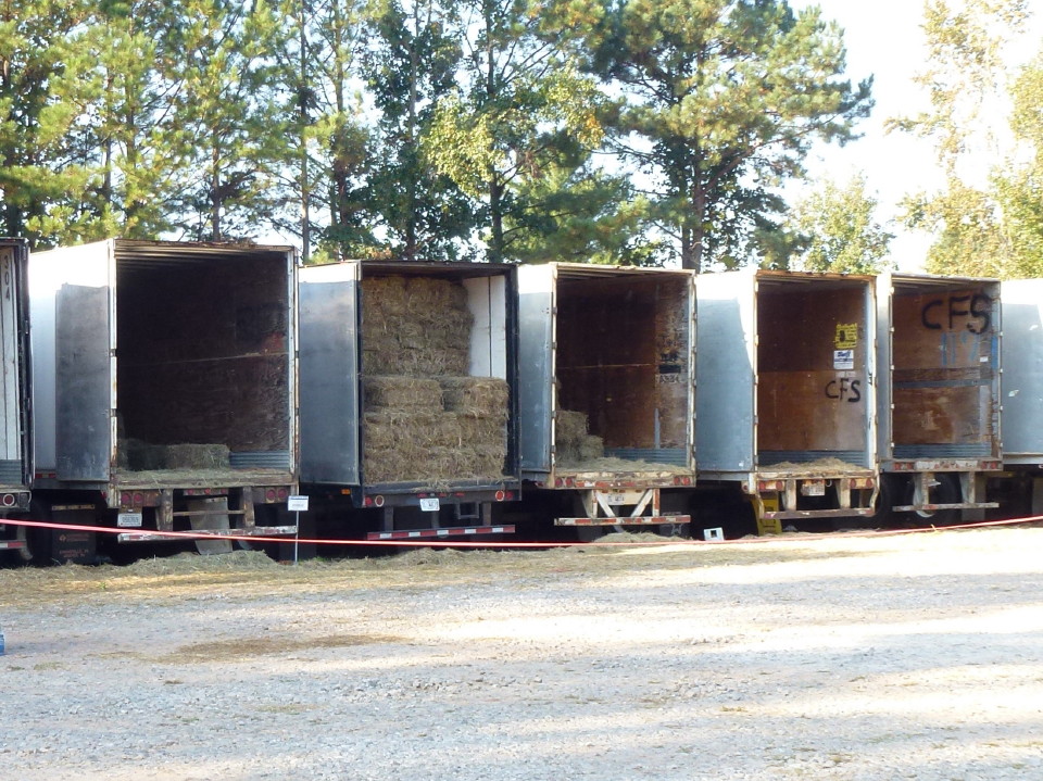 Round and square bales of hay at Cherokee Feed & Seed