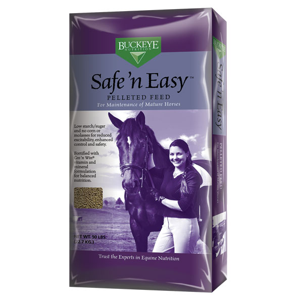 Buckeye Safe 'n Easy horse feed is available at Cherokee Feed & Seed