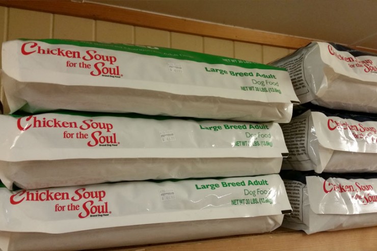 Chicken Soup for the Soul dog food is available at Cherokee Feed & Seed stores.