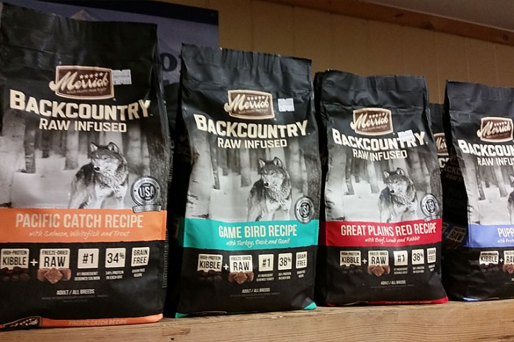 Merrick Backcountry Raw Infused dog food is available at Cherokee Feed & Seed stores.
