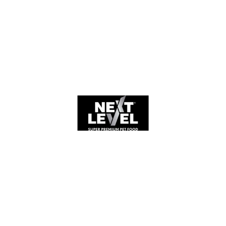 Next Level Super Premium Pet Food logo with dark background