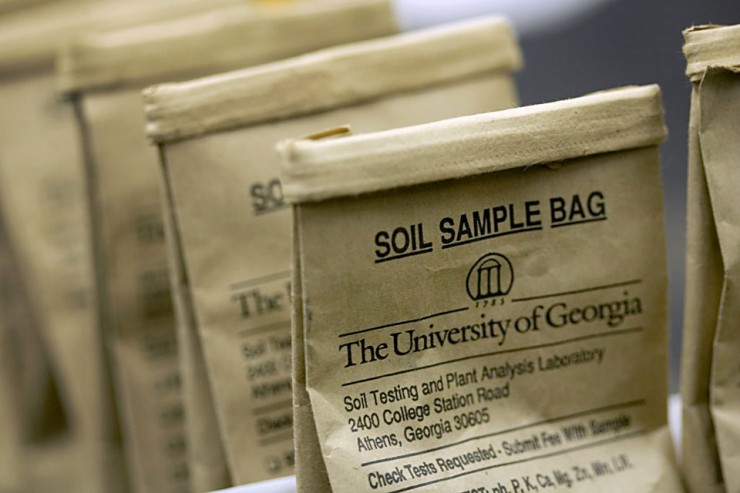 UGA soil sample bag for testing soil available at Cherokee Feed & Seed