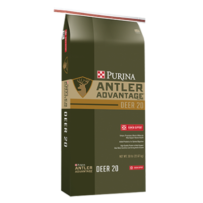 Green feed bag. Purina Antler Advantage Deer 20