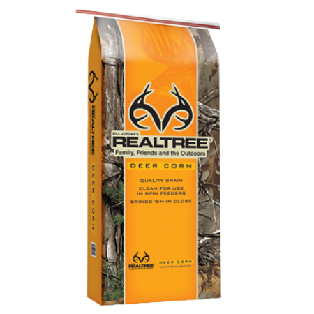 Yellow wildlife feed bag. Deer antlers. RealTree QuickDraw Deer Corn
