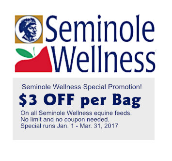 Seminole Wellness Horse Feed Special - Save $3 per Bag!