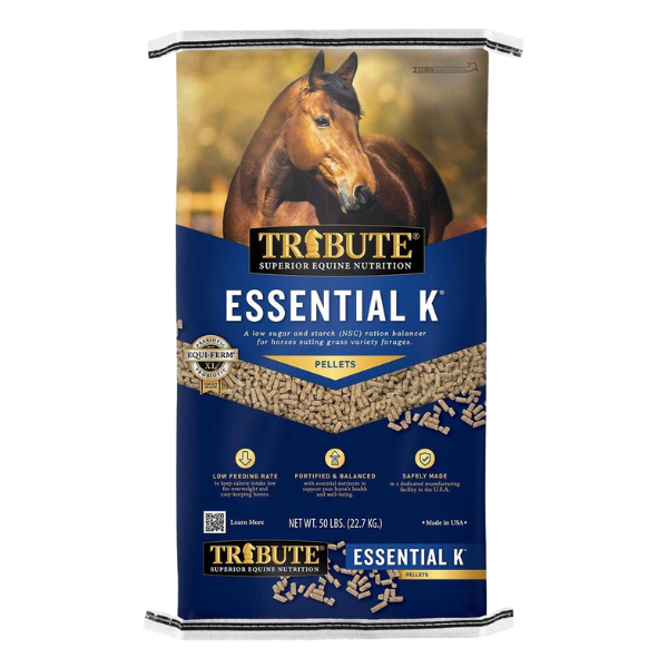 Essential K Pellets 50-lb bag. Available at your local Cherokee Feed & Seed in Georgia.