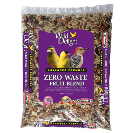 Bird feed bag. Purple label. Wild Delight Zero Waste Fruit Blend.