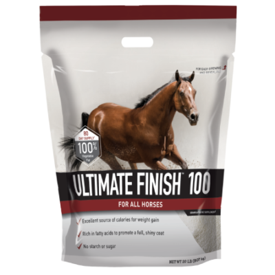 Buckeye Ultimate Finish 100 For Horses. White 20-lb pouch bag.