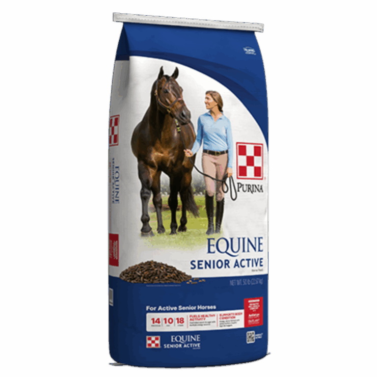 bag of Purina Equine Senior Active Horse Feed