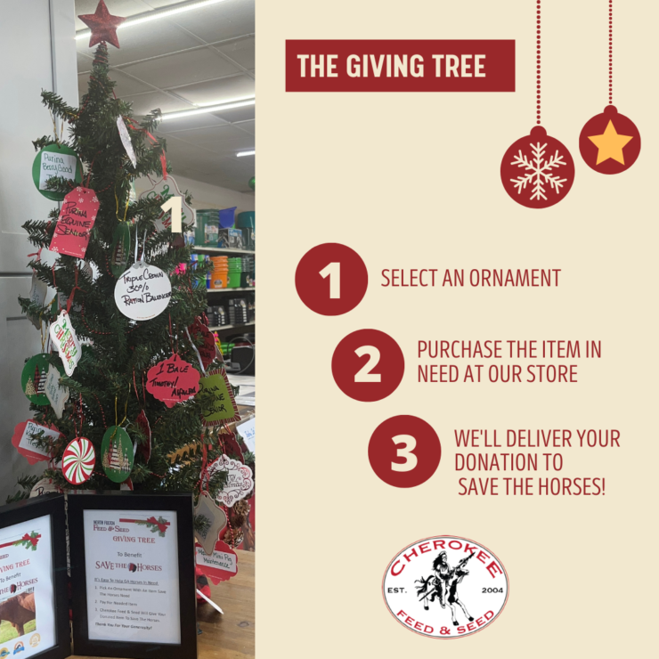 Save the Horses Giving Tree promotion. Steps for donating.