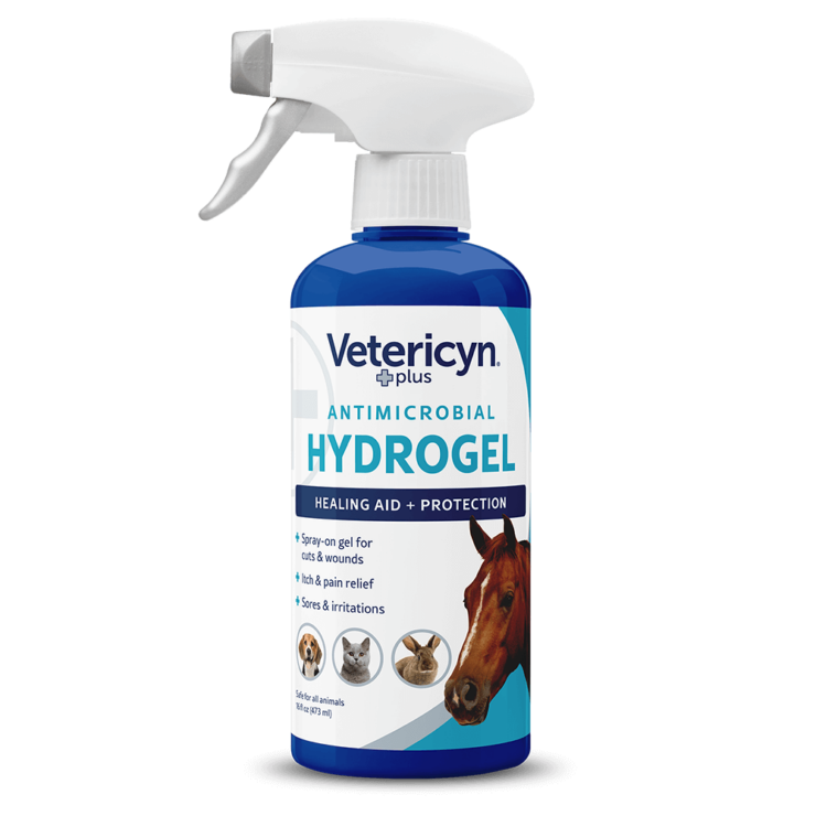 Bottle of Vetericyn Plus Antimicrobial Hydrogel with a horse on it