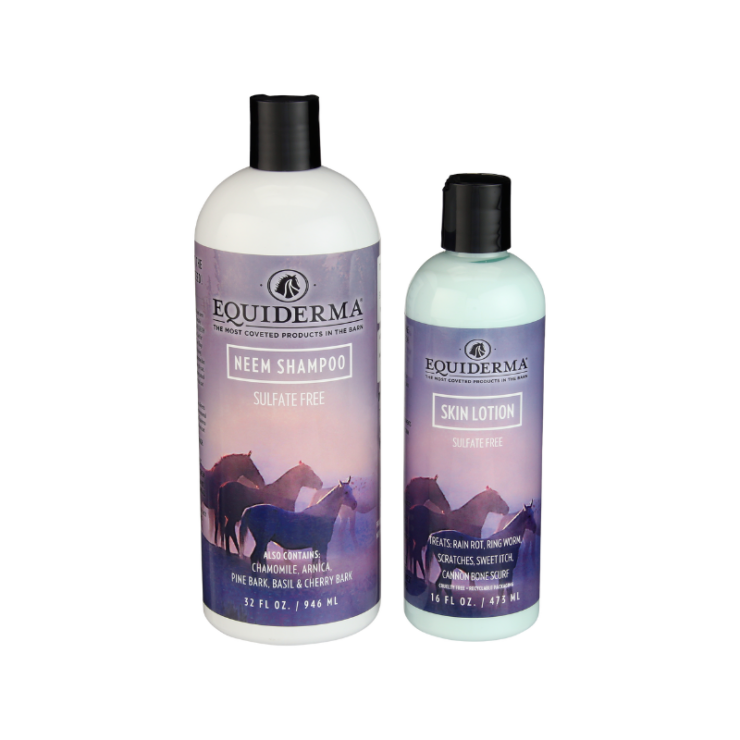 bottles of Equiderma Shampoo & Lotion Combo