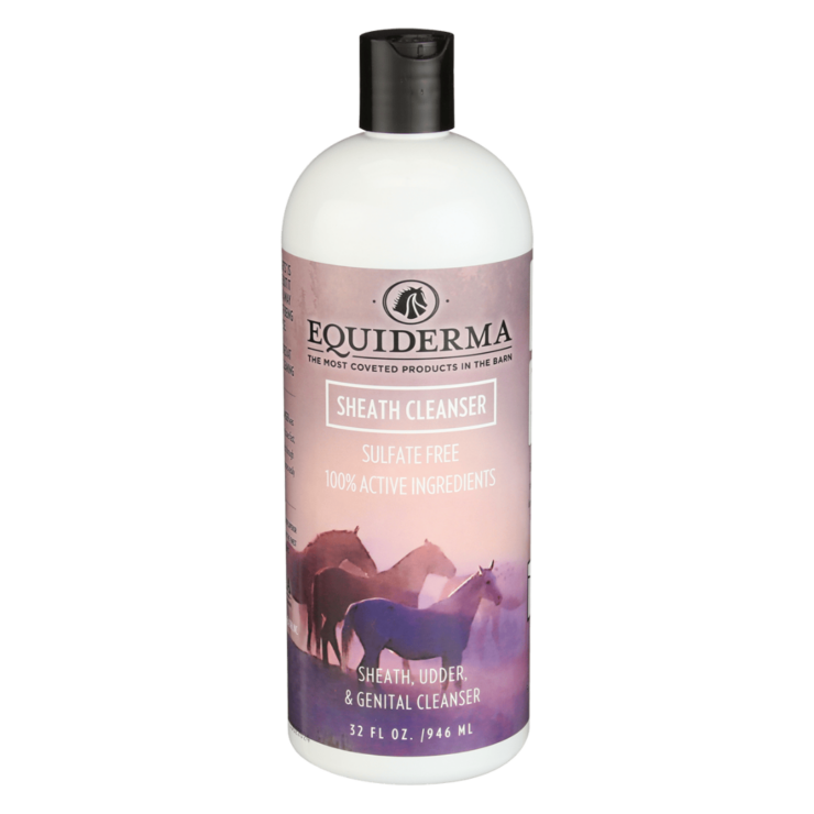 Equiderma Sheath Cleanser. White bottle with black cap.