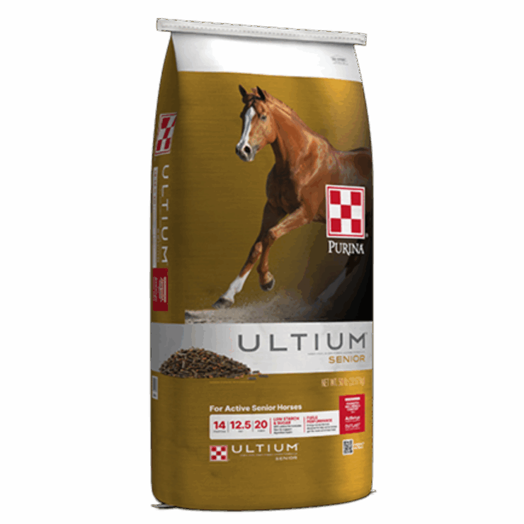 bag of Purina Ultium Senior Horse Feed