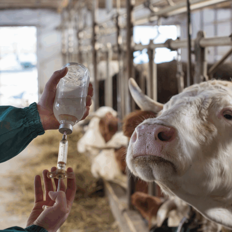 Cow and vaccine needle 