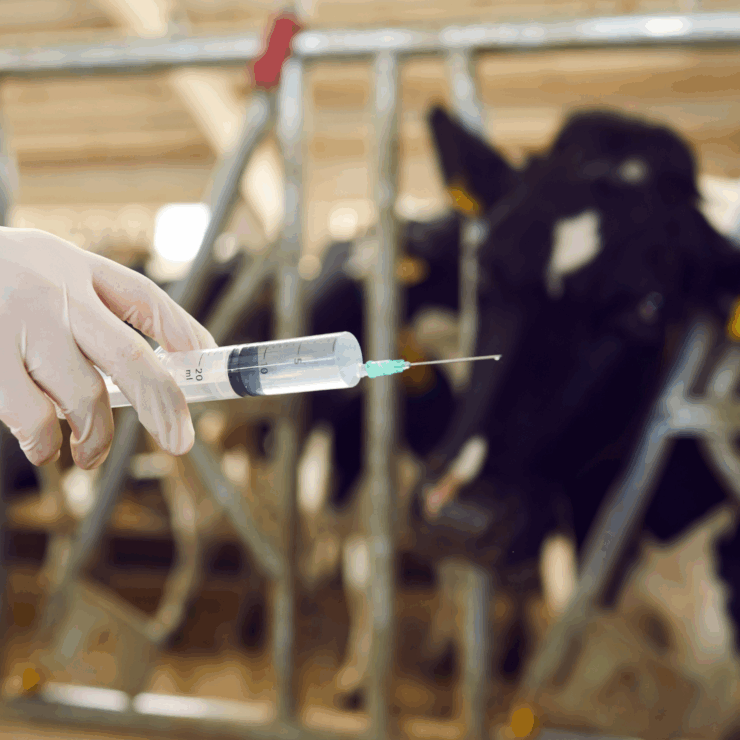 Featured Cattle Vaccines, photo of vaccine with cattle in background