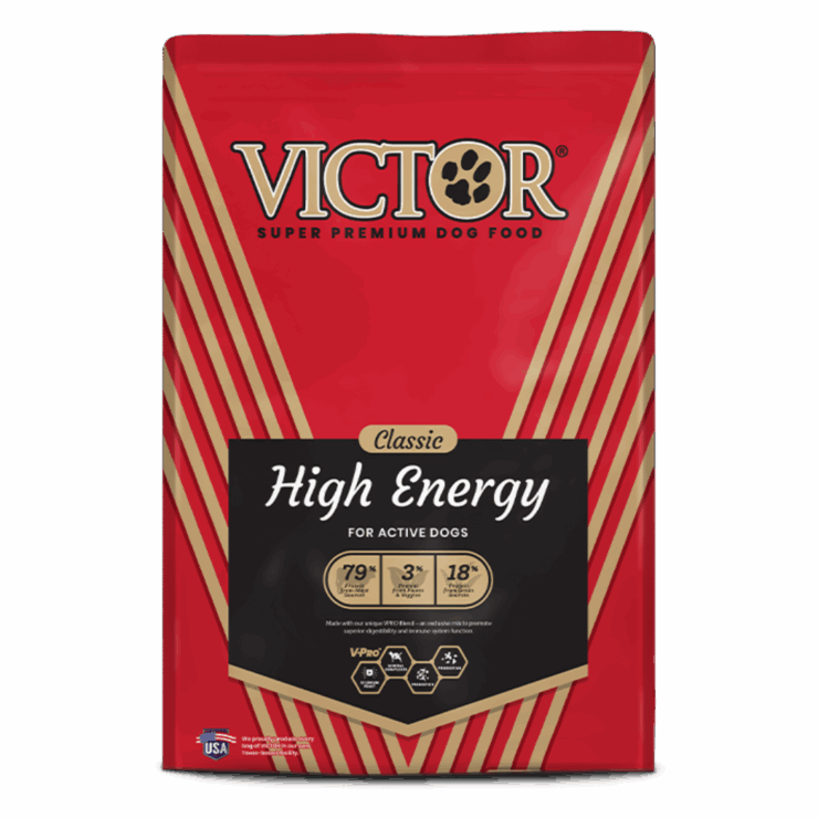 Bag of Victor Pet Food High Energy dog food