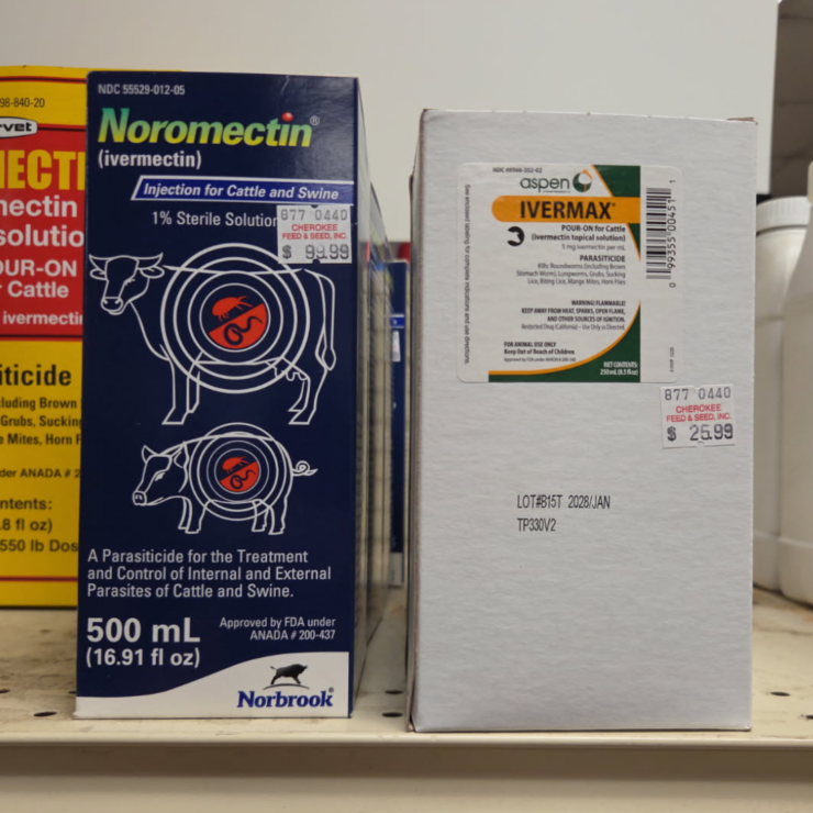 Our recommended products at Cherokee Feed & Seed, Ivermax and Noromectin pictured