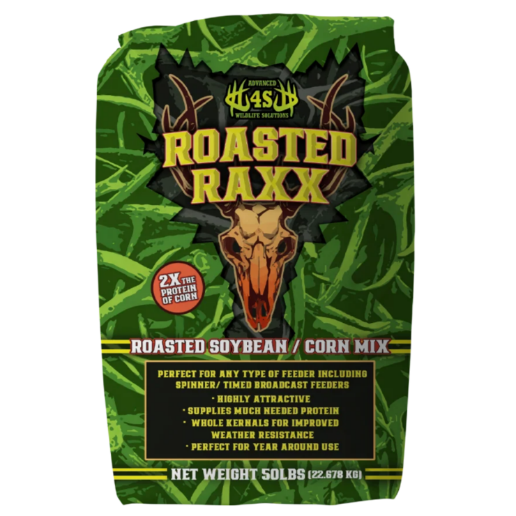 Bag of Roasted Raxx, green with photo of deer skull